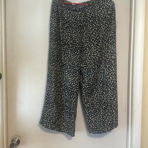Navy and White floral wide leg pants